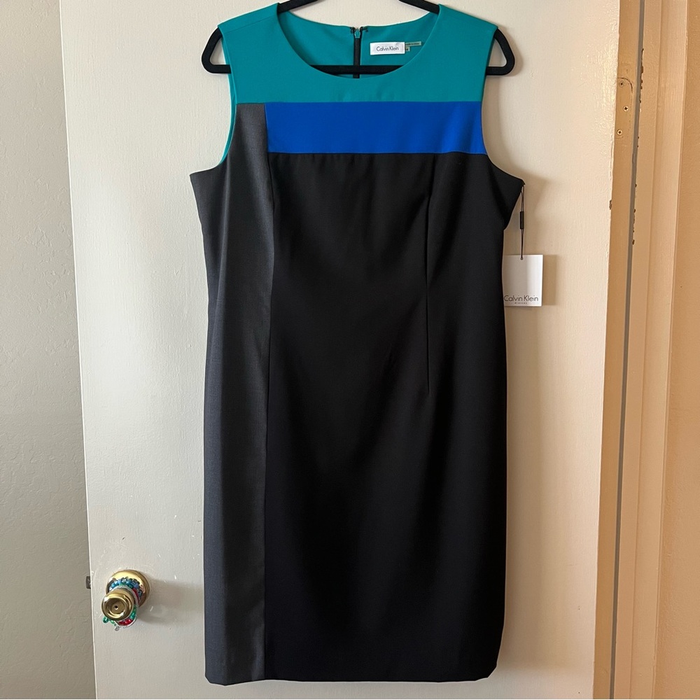 Calvin Klein color-block sleeveless shift dress
39 inches in length